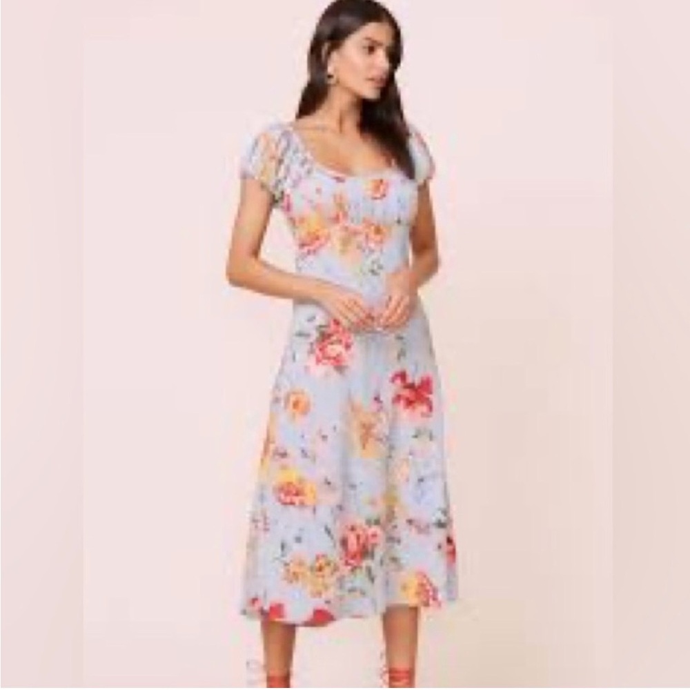 ASTR Blue Floral Dress with Puff Sleeves